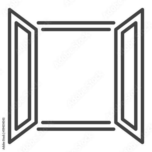 Vector Wide Opened Glass Window icon or sign in thin line style