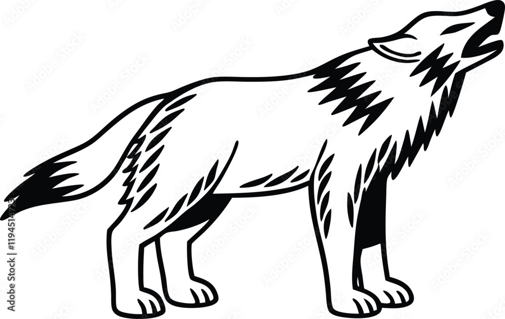 Obraz premium wolf icon line art design