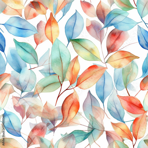 A delicate watercolor pattern of wildflowers, in pastel colors Seamless watercolor floral pattern with soft leaves on white background.

