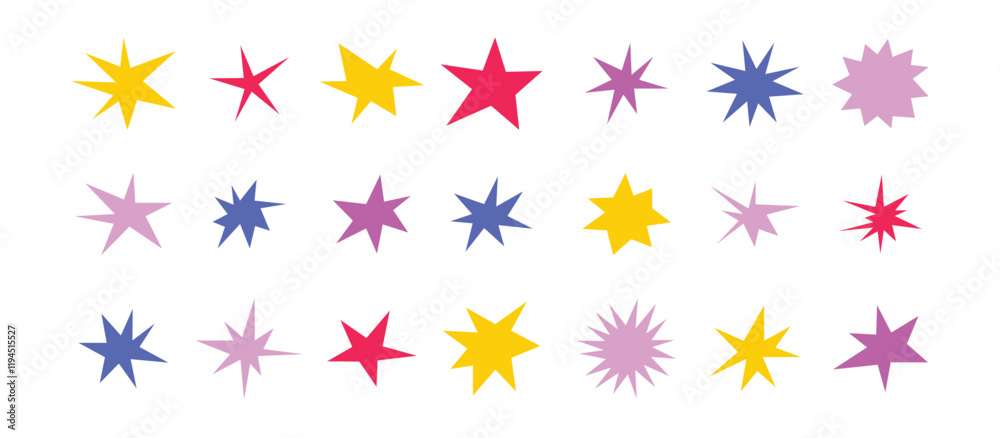 Sharp stars shapes set. Bright irregular sparks, colorful twinkles. Abstract edgy sparkle and stars elements pack. Asymmetry forms Sharp stars shapes set. Bright irregular sparks, colorful twinkles. Abstract edgy sparkle and stars elements pack. Asymmetry forms