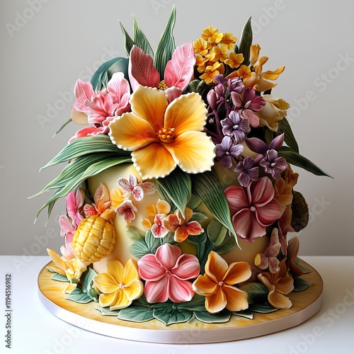 Stunning Floral Cake: Edible Flowers & Artistic Design photo