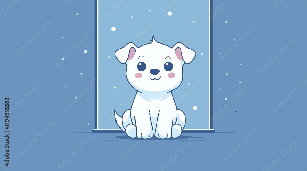 Fototapeta premium Playful and Cheerful Cute Puppy Sitting and Looking Smiling Happily