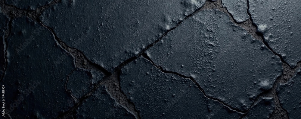 Obraz premium Deeply textured dark concrete, showing cracks and porous surface , detail, shadow, stone