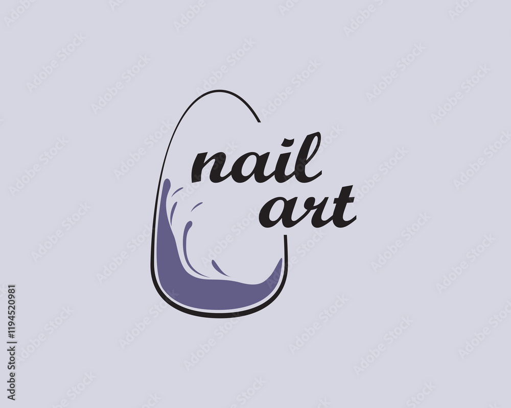 Obraz premium creative nail with wavy liquid in it logo design