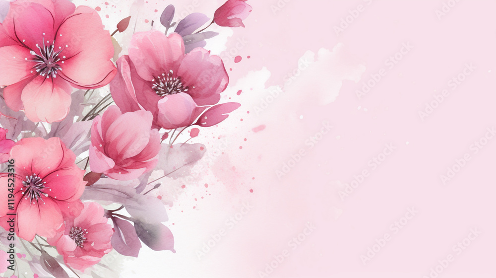 Fototapeta premium Beautiful seamless pattern with watercolor hand drawn colorful flowers. Stock illustration. Colorful watercolor flowers