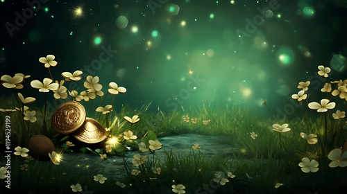 Lucky St. Patrick's Day Background Featuring Clovers and Irish Charm