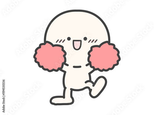 ポンポンを持って応援する人物のベクターイラスト02