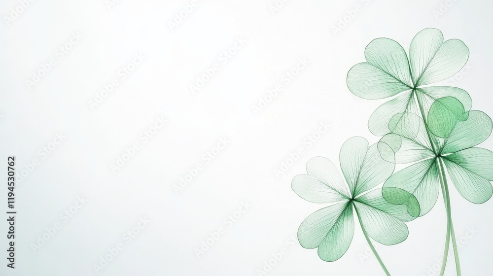 Beautiful shamrocks feature soft green hues and clean lines, perfect for St. Patrick's Day celebrations and decorations Beautiful shamrocks feature soft green hues and clean lines, perfect for St. Patrick's Day celebrations and decorations
