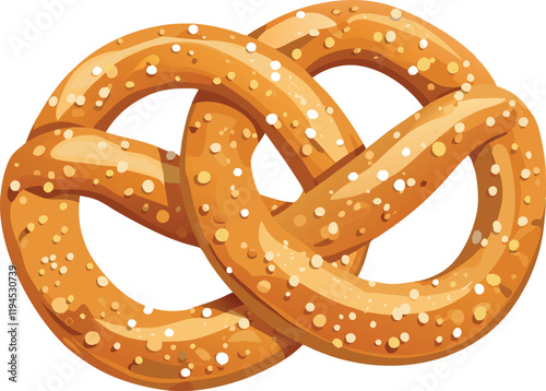 Delicious freshly baked pretzel sprinkled with salt crystals