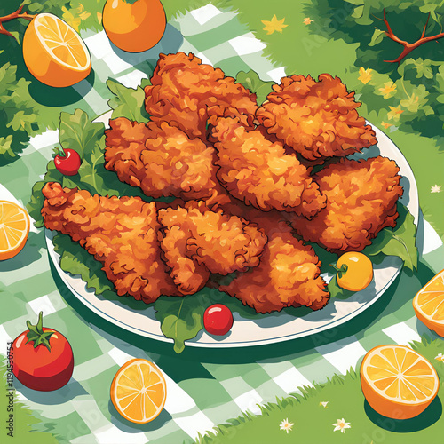Bunch of crispy fried chicken