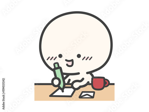 ペンで手紙を書く人物のベクターイラスト01