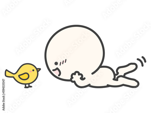 小鳥と話す人物のベクターイラスト01