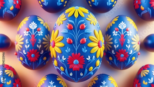 Beautifully decorated Ukrainian Easter eggs showcasing vibrant floral patterns and traditional craftsmanship in a colorful arrangement