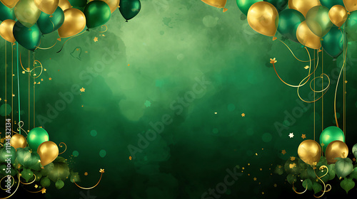 Vibrant St. Patrick's Day Background with Shamrocks and Golden Coins