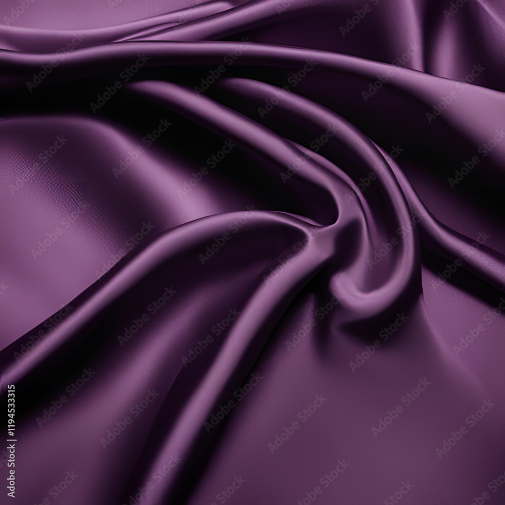 Obraz premium A close-up of deep purple satin fabric with smooth, elegant folds, reflecting light to reveal its rich, luxurious texture.