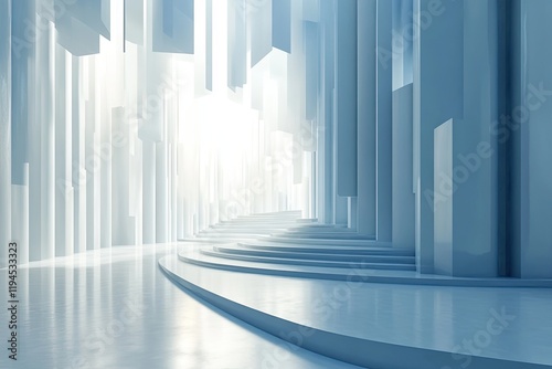 Abstract futuristic city path, bright sun, architectural design, background, presentation