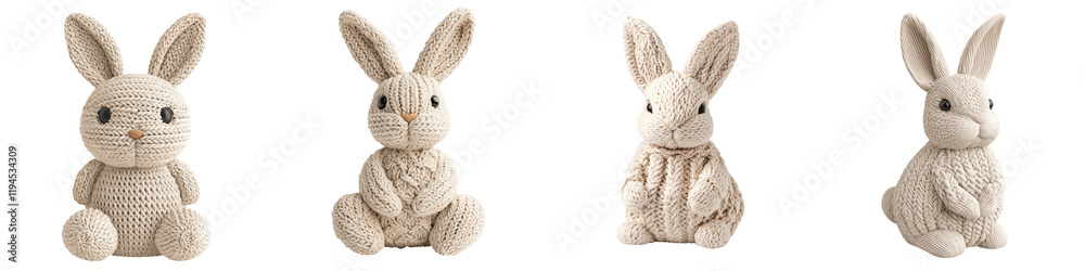 Obraz premium Soft and Plush Stuffed Bunny Figurines in Neutral Tones for Home Decor Nursery and Seasonal Gifting Cute Furry and Adorable Rabbit Ornaments for Collectors and Nature Lovers