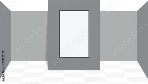 Room wall with empty poster. interior with empty poster on wall. mockup hanging on office wall. mock up, exhibition, advertising concept. gallery, 3D illustration