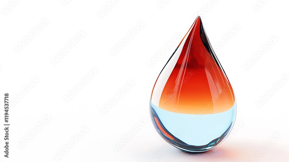 Fototapeta premium A drop of water with a red and blue swirl