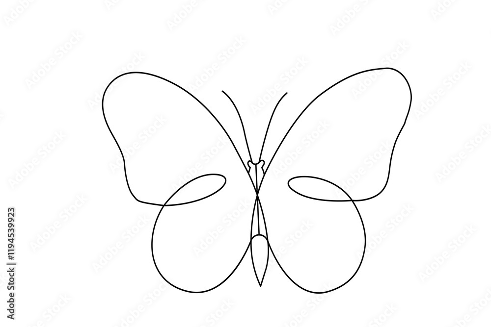 Continuous one-line drawing of beautiful butterflies for the company logo identity with outline vector illustration. Continuous one-line drawing of beautiful butterflies for the company logo identity with outline vector illustration.