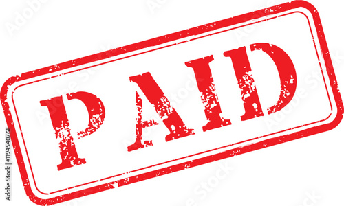 Paid Rubber Stamp Vector Illustration with Original Brushes and Red Ink Text