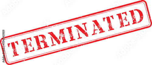 Terminated Rubber Stamp Vector Illustration with Original Brushes and Red Ink Text