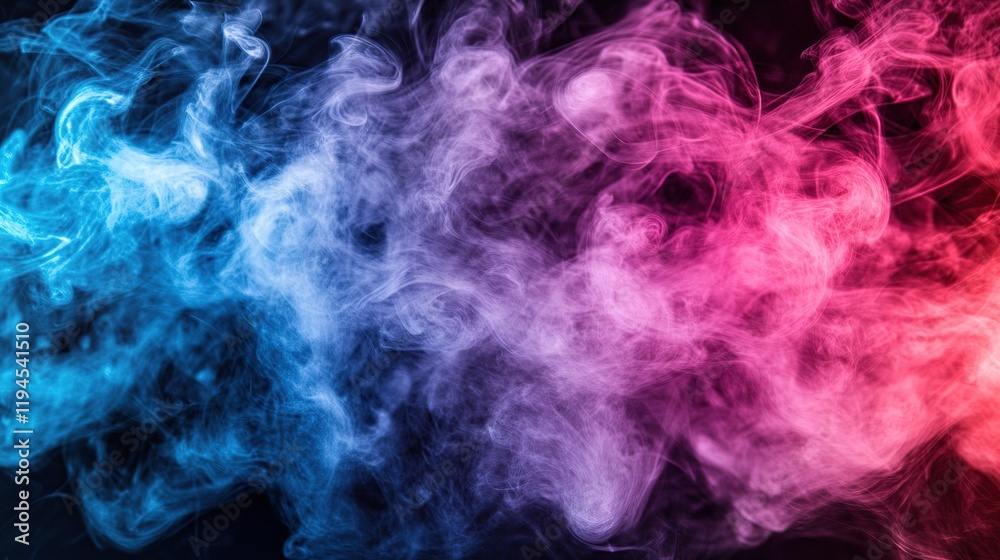 Obraz premium Abstract colorful smoke swirls on black background.