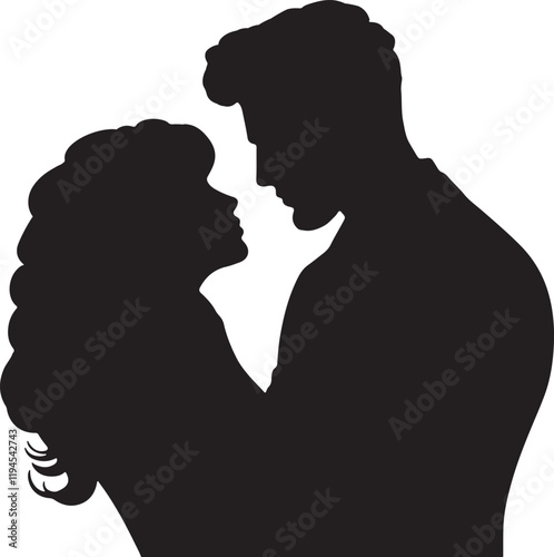 lovers couple man and woman silhouette vector art illustration