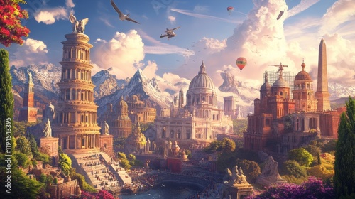 Travel the world monument concept 