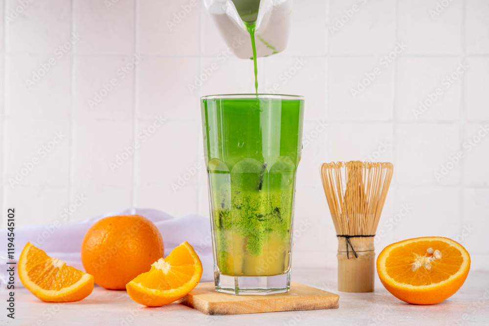 Fototapeta premium Orange Matcha Lemonade