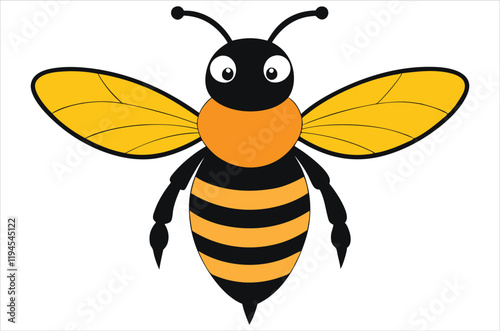Bee Vector Art illustration. Bee Silhouette. Colorful bee icon. Black and white Bees. Cartoon bee icon set. flying on a dotted route isolated on the white