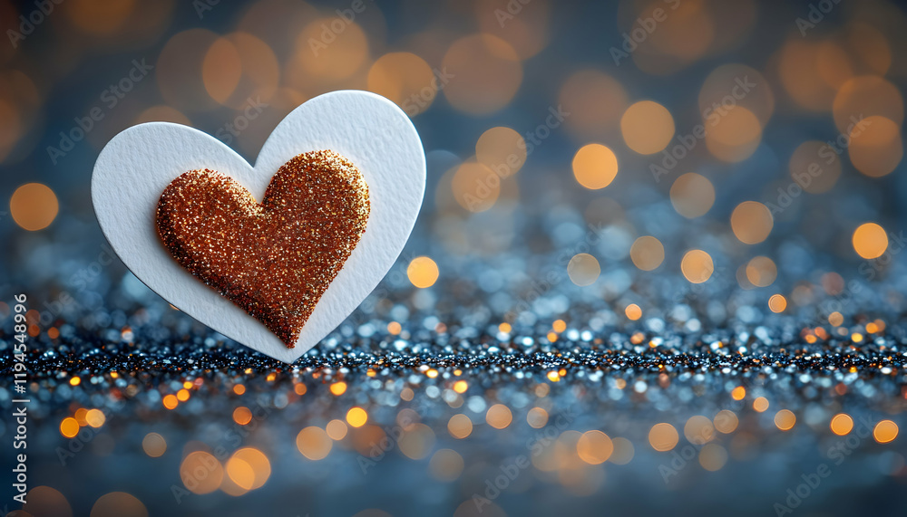 Fototapeta premium Glittery heart bokeh background Valentine's