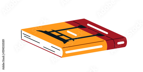 Paper book for reading about Asian culture. Japanese literature, Chinese stories, novels, tales. Dictionary for learning foreign language. Flat isolated vector illustration on white background