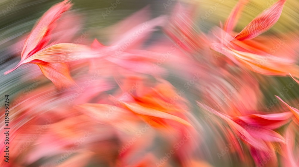 Fototapeta premium Abstract swirling motion of coral-pink petals.