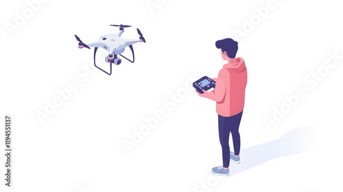 Man Operating a Drone with a Remote Control Device photo