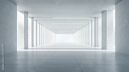 Bright hallway, modern architecture, interior, light