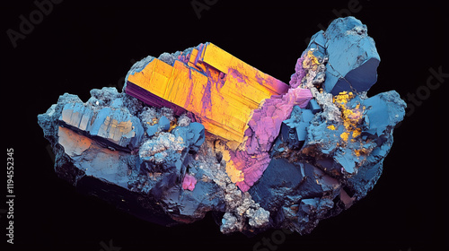 Close-Up of Rare Carbonate Mineral with Crystallographic Structure, Sulphur Traces photo