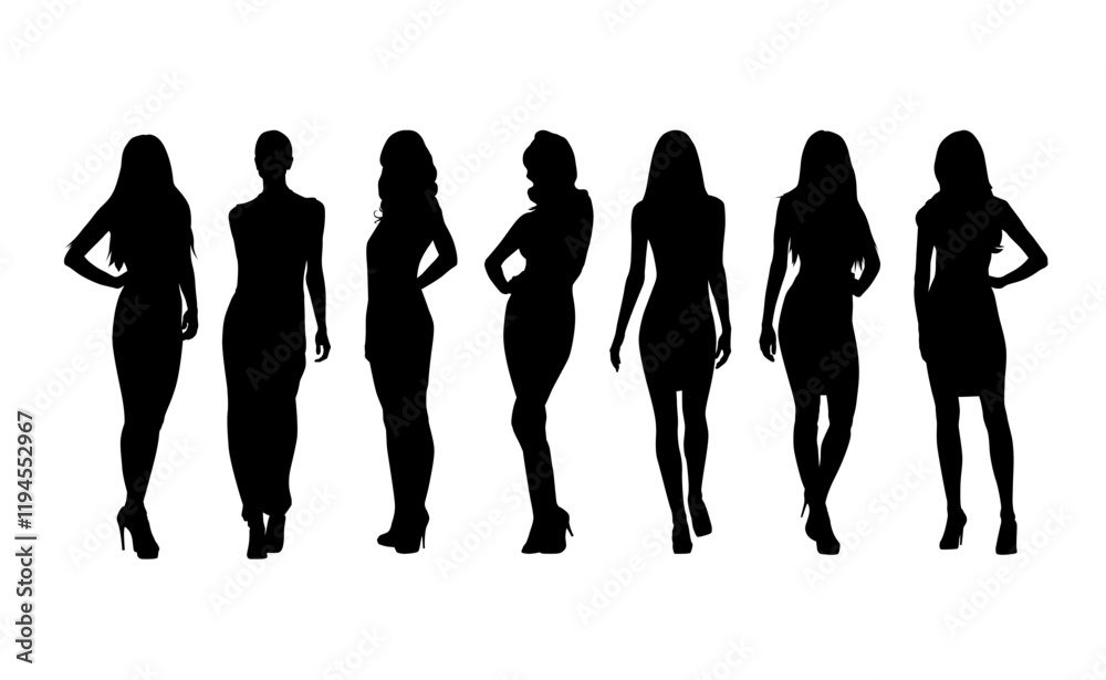 Women, set of isolated vector silhouettes, group of businesswomen. People Women, set of isolated vector silhouettes, group of businesswomen. People