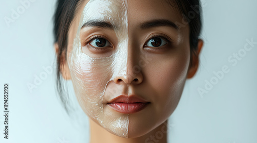 Realistic Portrait of a Lady Using a Transparent Collagen Mask photo