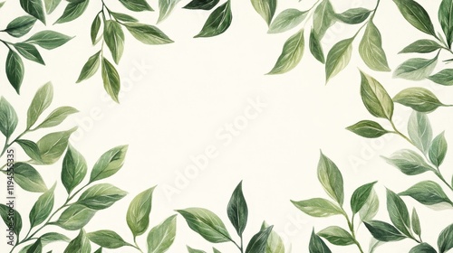 Wallpaper Mural Botanical Illustration of Matcha Leaves in a Clean Design Torontodigital.ca