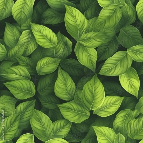 Vibrant Green Matcha Leaves Seamless Pattern Illustration Design
