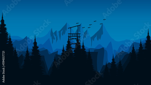 illustration of a landscape mountains vector good for web banner, ads banner, tourism banner, wallpaper, background template, and adventure design backdrop