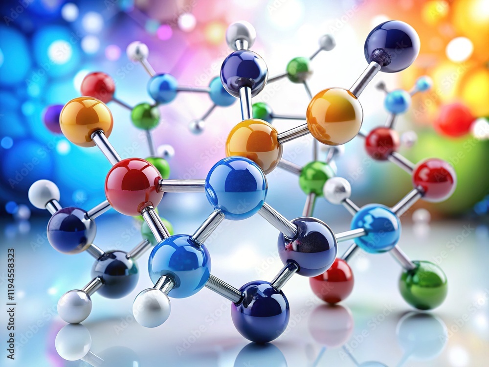 Obraz premium Stunning Molecular Structures: Microscopic Worlds in Sharp, Bright Colors