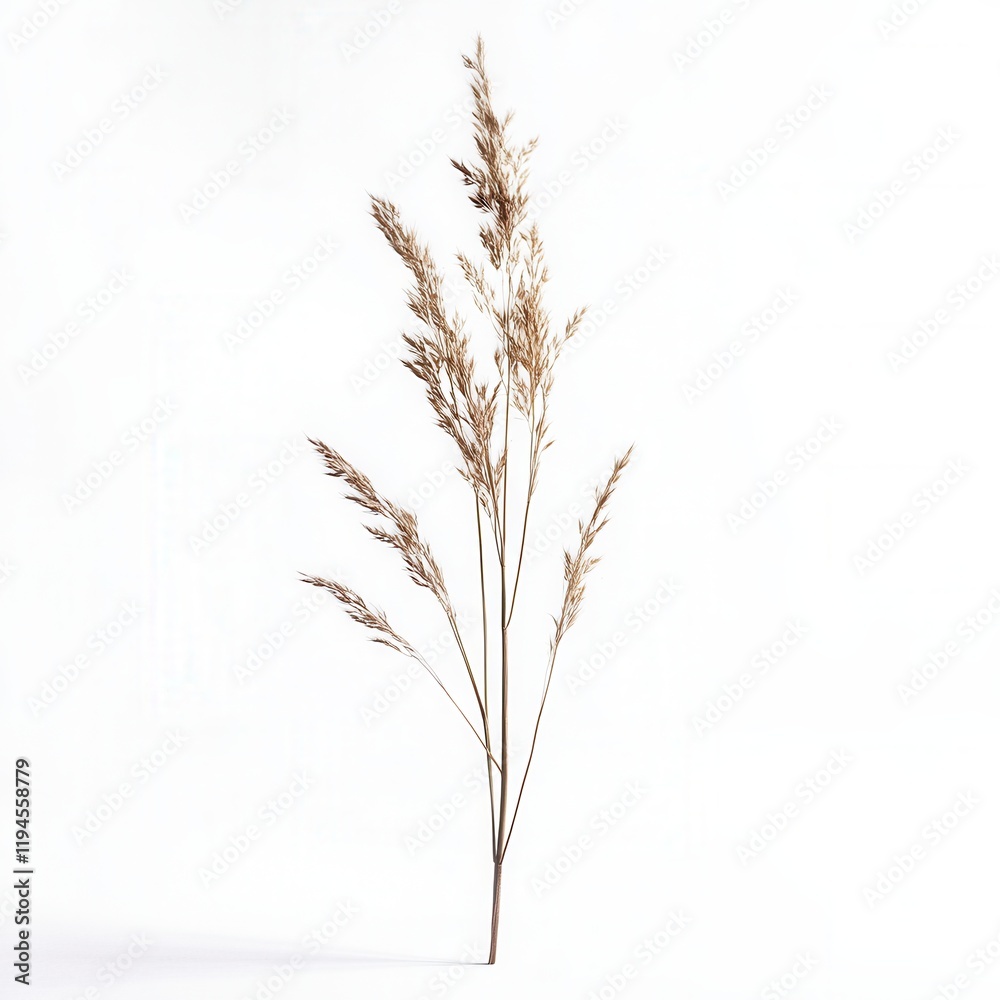 Fototapeta premium Dried grass, white background, studio shot, design element