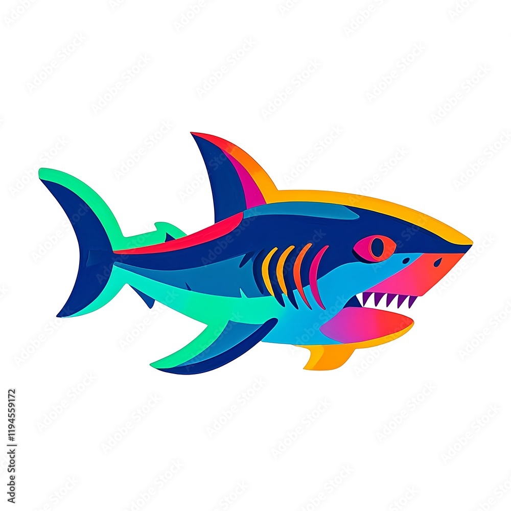 Colorful Modern Style Shark Illustration Colorful Modern Style Shark Illustration