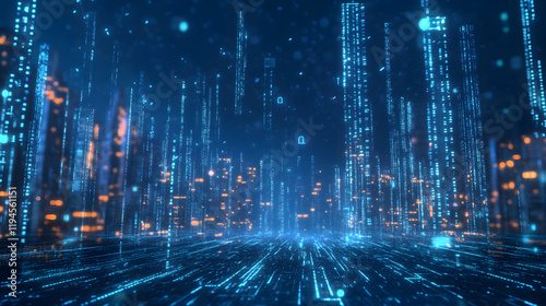 Futuristic city at night  illuminated by neon lights and vibrant colors.
