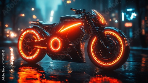 Futuristic Cyberpunk Motorcycle: Neon Nights photo