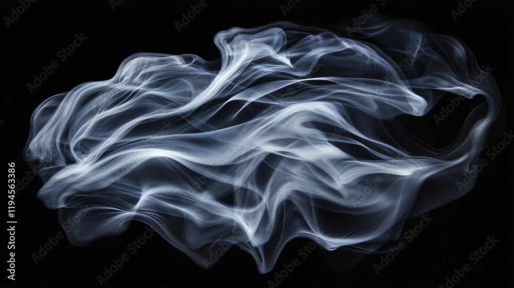 Fototapeta premium Effect of wind, cold air motion, white waves of fog or smoke isolated on transparent background. Vector realistic overlay illustration of 3d texture of clear material with wrinkles