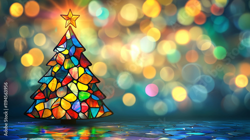 Stained Glass Christmas Tree Background