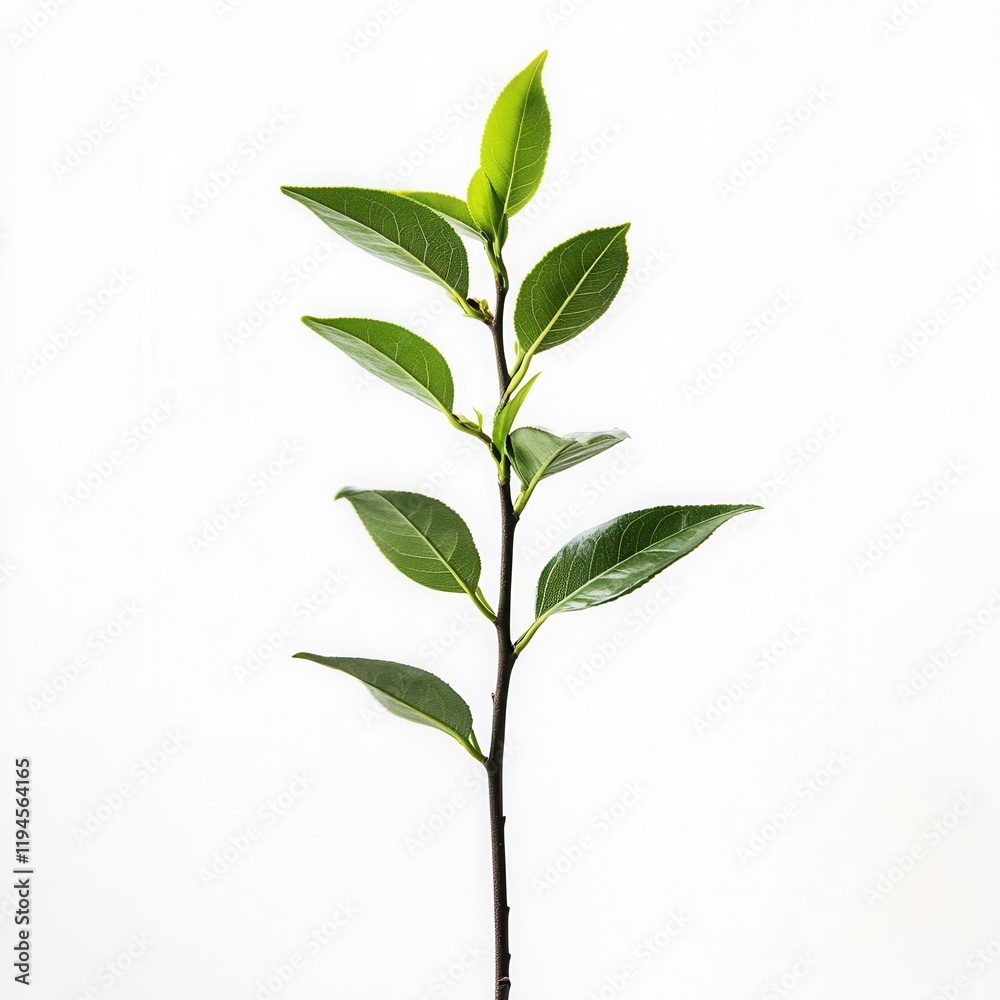 Obraz premium Green sprig, studio shot, white background, growth